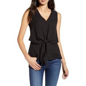 Chelsea28 Black Sleeveless Tie-Front Top – Size Medium